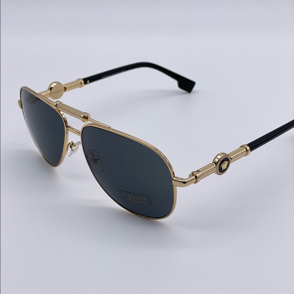 Versace Other - BRAND NEW VERSACE VE2236 100287 Gold/Dark Grey Unisex Sunglasses